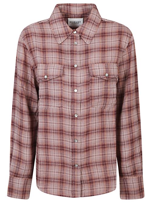 Camicia in check bordeaux di MARANT ETOILE caratterizzata da colletto classico, chiusura a bottoni a pressione e tasche frontali. MARANT ETOILE | 25ACH0219FAC3I01E40RW